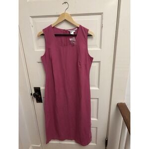 Wintersilks Vintage Women's Pink Silk Linen Dress Midi Shift Size Medium NWOT